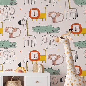 Safari Nursery Wallpaper, Jungle Nursery Wallpaper, Childrens Safari Nursery Wallpaper, Children's Removable Wallpaper, Nursery décor