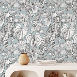 Abnehmbare tropische Blumen Tapete, Wandbild BlumenTapete, botanische benutzerdefinierte Floral Tapete, Akzent Floral Tapete, große Druck Tapete
