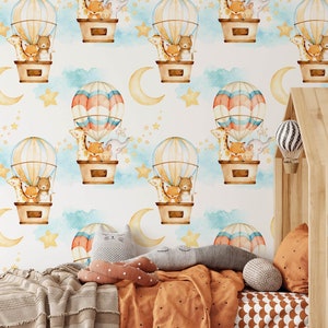 Safari Nursery Wallpaper, Jungle Nursery Wallpaper, Childrens Safari Nursery Wallpaper, Children's Removable Wallpaper, Nursery décor