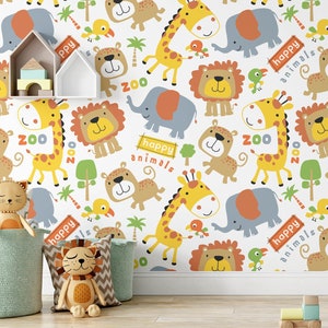 Safari Nursery Wallpaper, Jungle Nursery Wallpaper, Childrens Safari Nursery Wallpaper, Children's Removable Wallpaper, Nursery décor