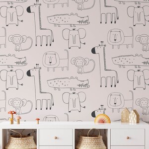 Safari Nursery Wallpaper, Jungle Nursery Wallpaper, Childrens Safari Nursery Wallpaper, Children's Removable Wallpaper, Nursery décor