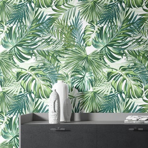 Abnehmbare tropische Blumen Tapete, Wandbild BlumenTapete, botanische benutzerdefinierte Floral Tapete, Akzent Floral Tapete, große Druck Tapete