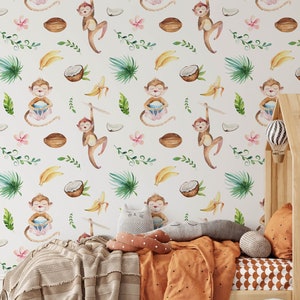 Safari Nursery Wallpaper, Jungle Nursery Wallpaper, Childrens Safari Nursery Wallpaper, Children's Removable Wallpaper, Nursery décor