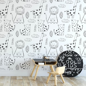 Safari Nursery Wallpaper, Jungle Nursery Wallpaper, Childrens Safari Nursery Wallpaper, Children's Removable Wallpaper, Nursery decor