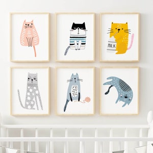 Cats Nursery Prints, Nursery Wall Prints, Childrens Animal Prints, Nursery Wall Art, Cute Animal Prints, Nursery Animal Art Prints, NP#05