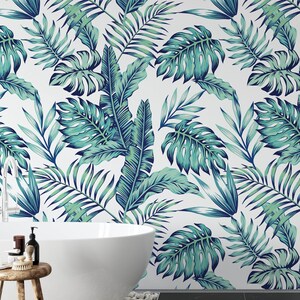 Abnehmbare tropische Blumen Tapete, Wandbild BlumenTapete, botanische benutzerdefinierte Floral Tapete, Akzent Floral Tapete, große Druck Tapete