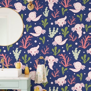 Ocean Nursery Wallpaper, abnehmbarer Sealife Stick auf Tapete, vorgeklebt. Kinder Schlafzimmer Tapete, Kinder abnehmbare Tapete Dekor