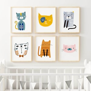 Cats Nursery Prints, Nursery Wall Prints, Childrens Animal Prints, Nursery Wall Art, Cute Animal Prints, Nursery Animal Art Prints, NP#04