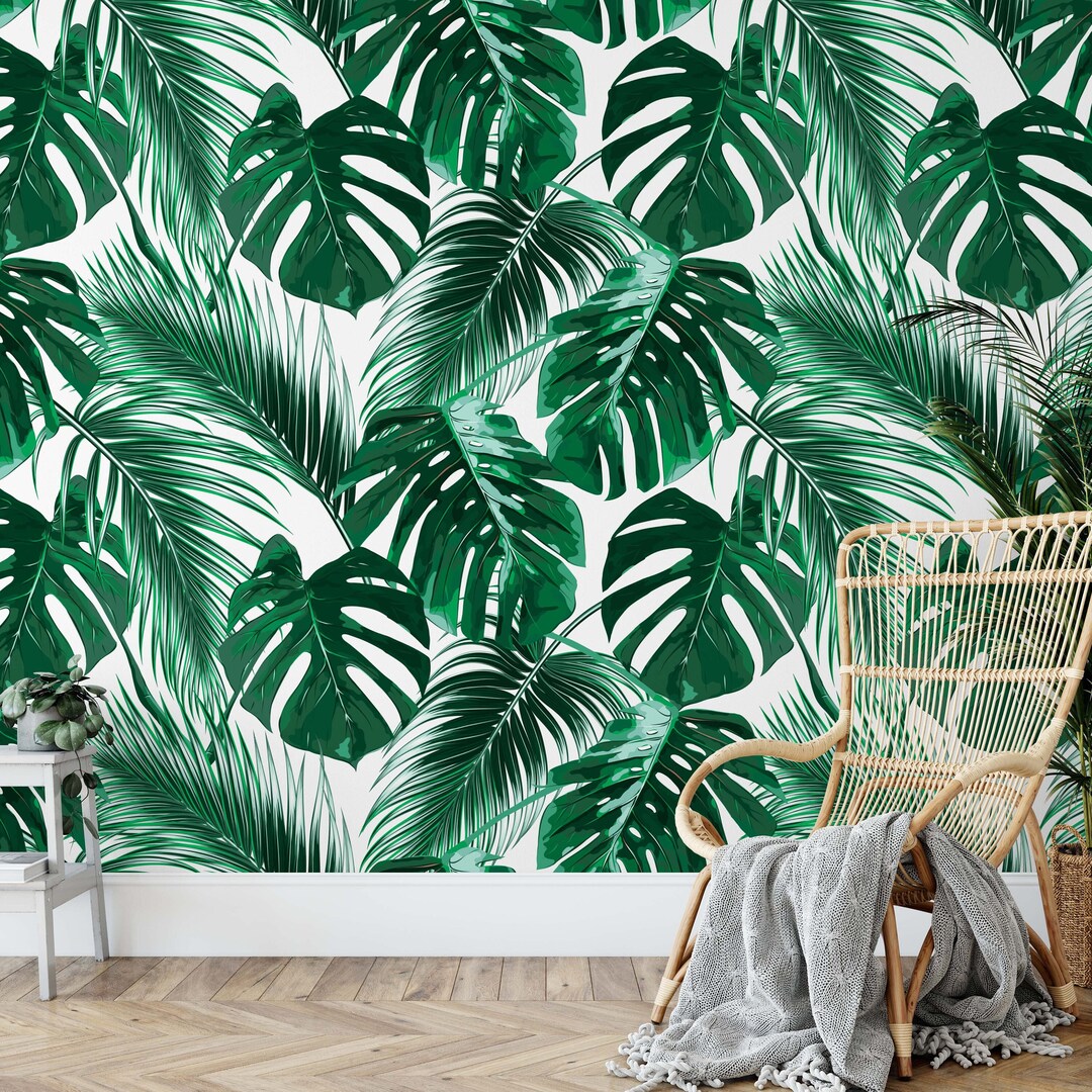 Removable Tropical Floral Wallpaper Mural Floral Wallpaper Etsy