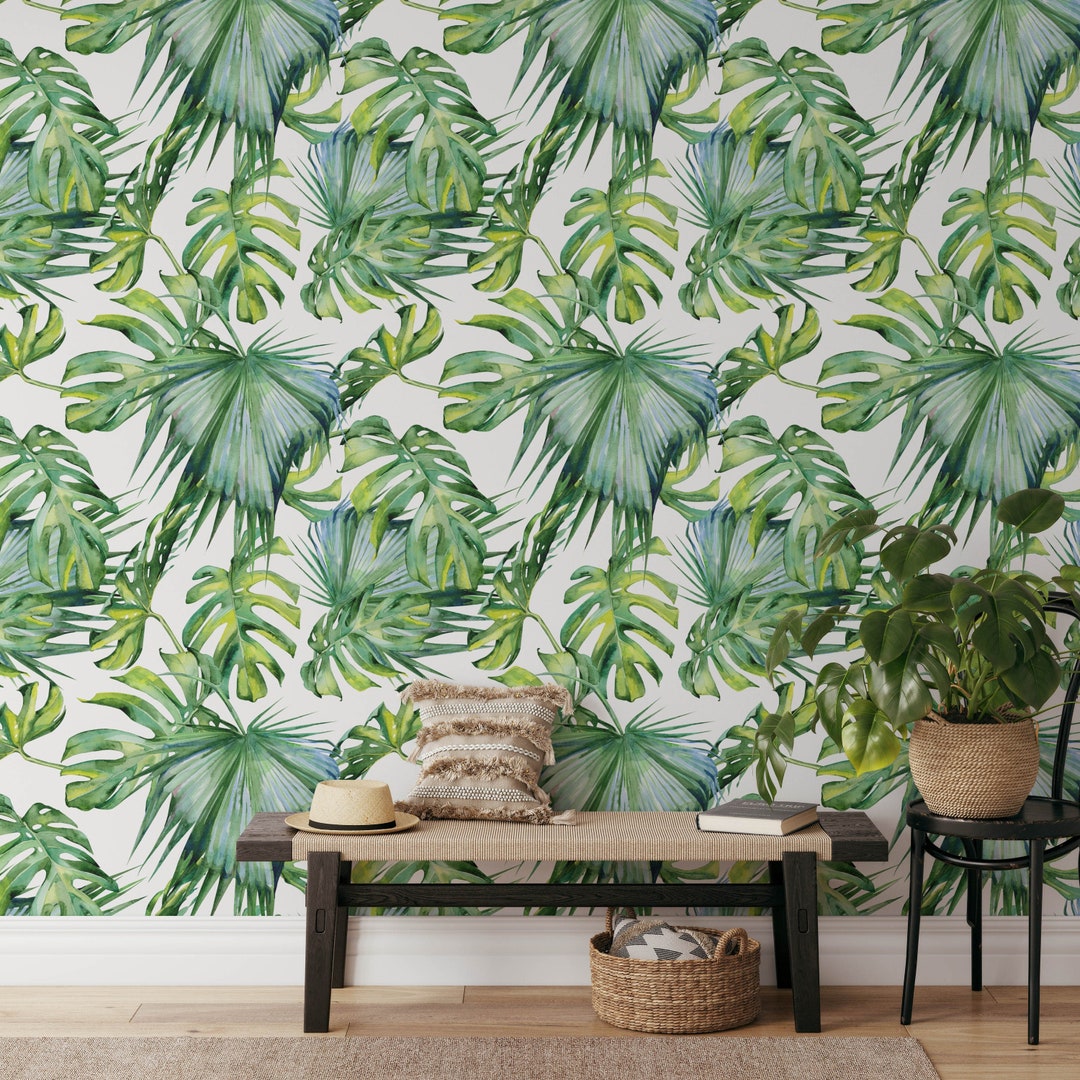 Removable Tropical Floral Wallpaper Mural Floral Wallpaper Etsy