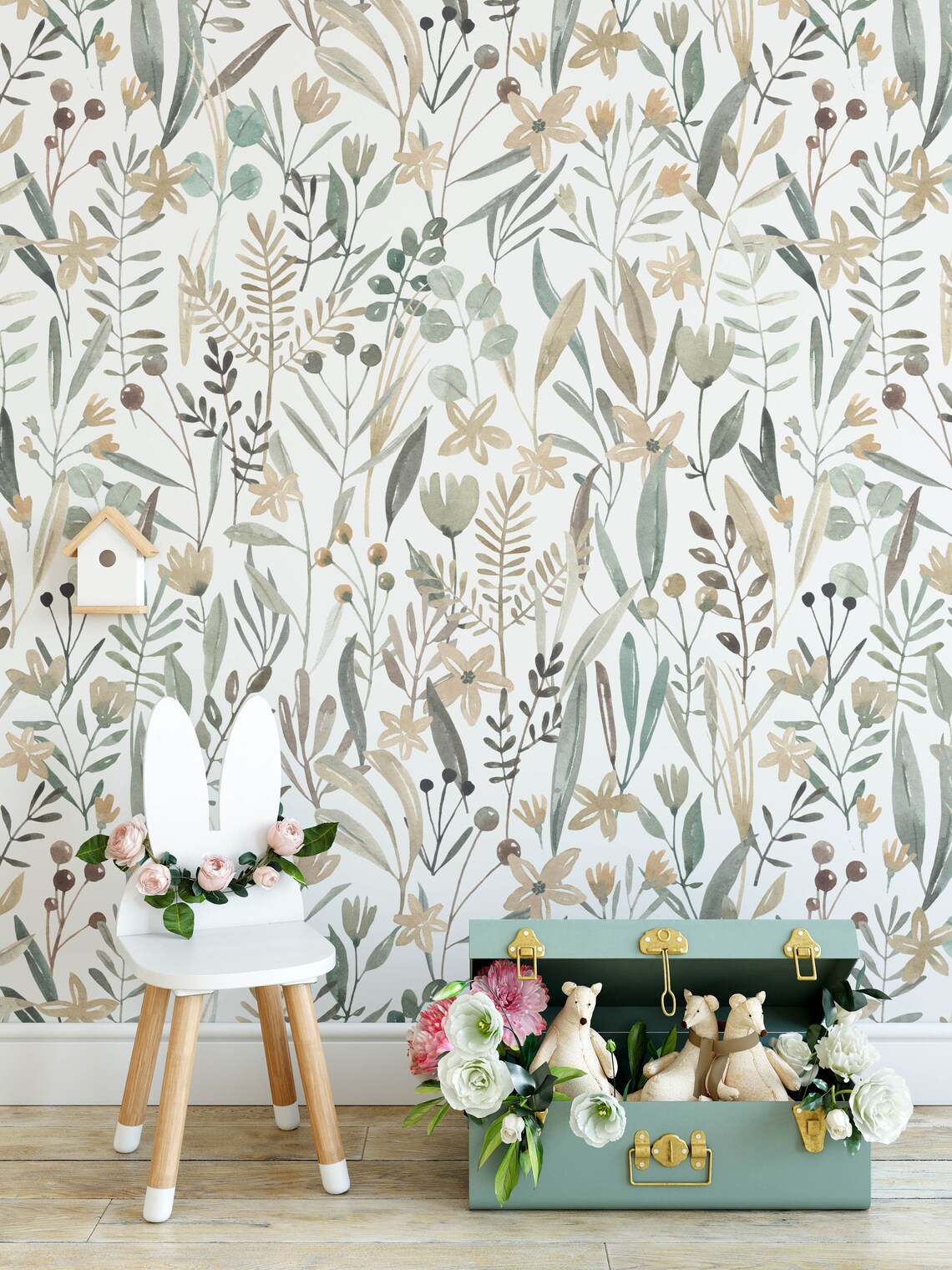 Floral Nursery Wallpaper Removable Stick on Wallpaper Etsy