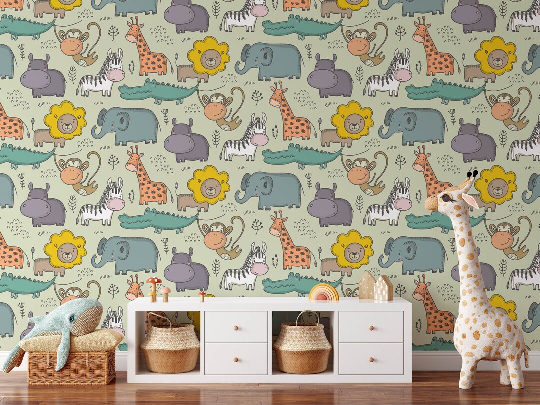 Safari Nursery Wallpaper, Jungle Nursery Wallpaper, Childrens Safari
