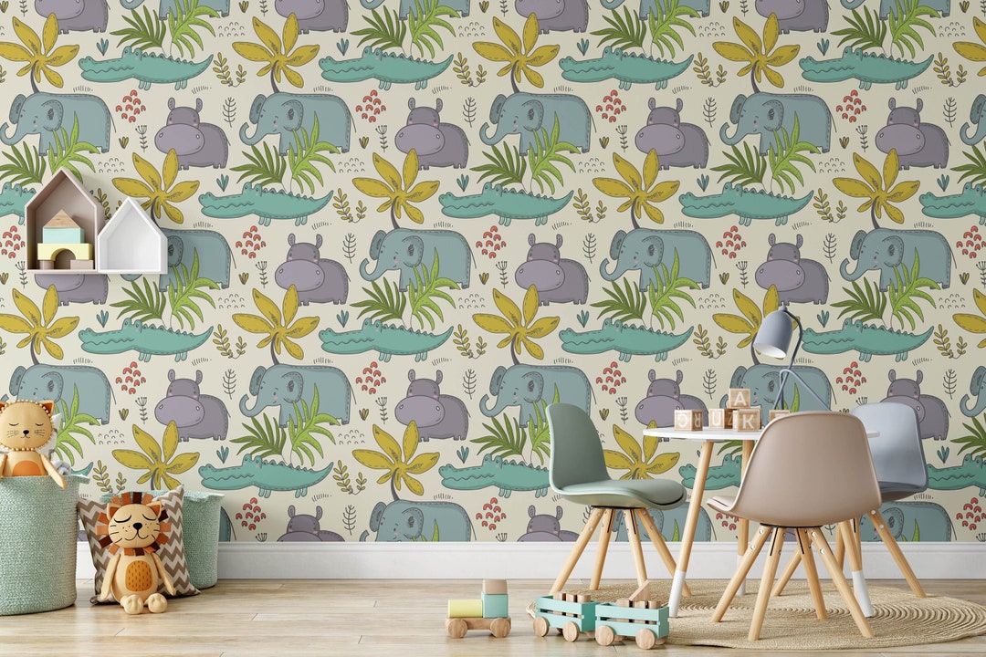 Safari Nursery Wallpaper, Jungle Nursery Wallpaper, Childrens Safari