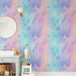 Geometrische Kinderzimmer Tapete, abnehmbarer Boho Stick auf Tapete, vorgeklebt. Kinder Schlafzimmer Tapete, Kinder abnehmbare Tapete Dekor