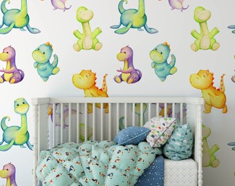 Dinosaur Nursery Wallpaper, Removable Stick On Wallpaper, Pre-Pasted. Childrens Bedroom Wallpaper, Kid's Removable Wallpaper Decor