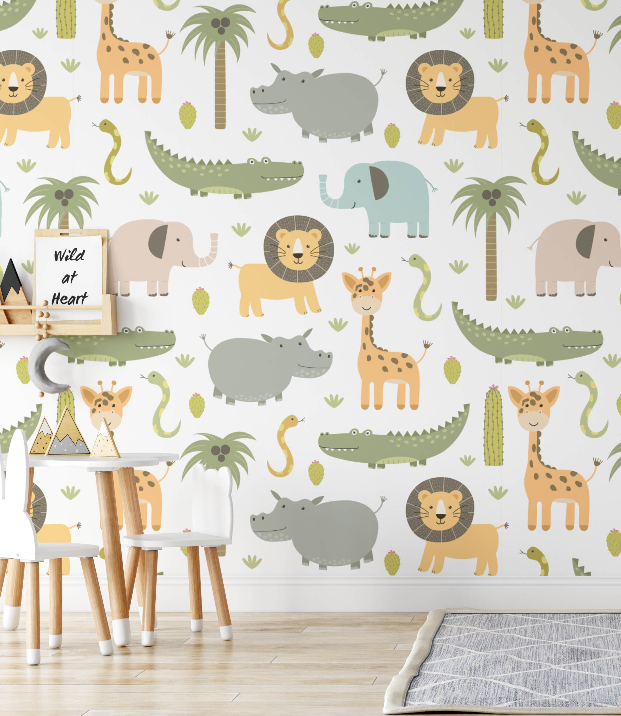 Safari Nursery Wallpaper Jungle Nursery Wallpaper Childrens - Etsy UK