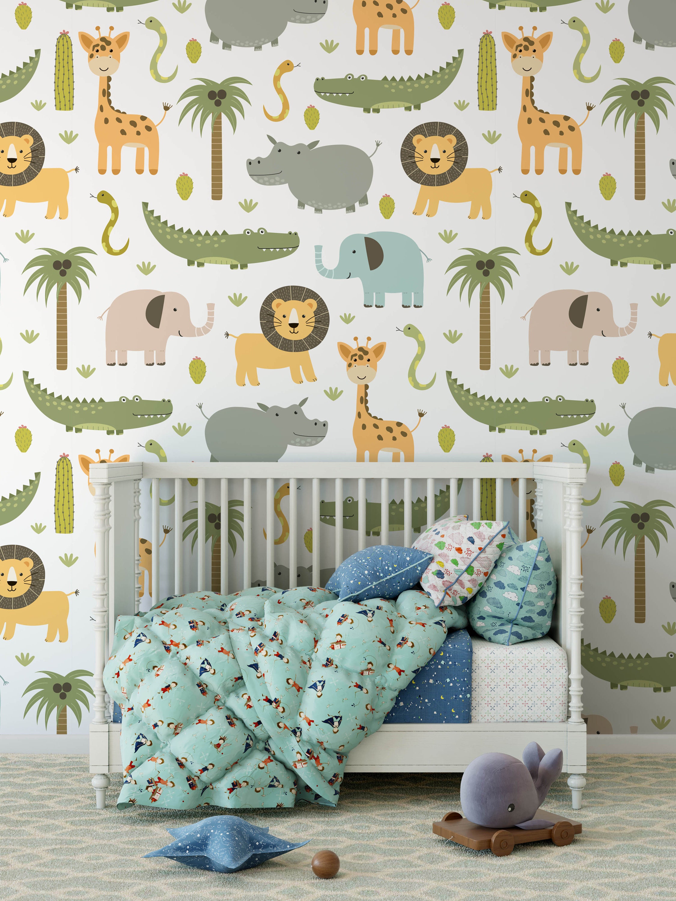 Safari Nursery Wallpaper Jungle Nursery Wallpaper Childrens - Etsy UK