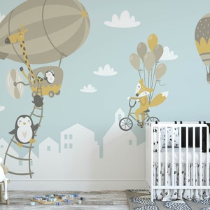 Safari Nursery Wallpaper, Jungle Nursery Wallpaper, Childrens Safari Nursery Wallpaper, Children's Removable Wallpaper, Nursery décor