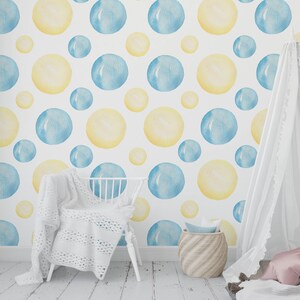 Polka Dot Kinderzimmer Tapete, abnehmbarer Stick auf Tapete, vorgeklebt. Kinder Schlafzimmer Tapete, Kinder abnehmbare Tapete Dekor