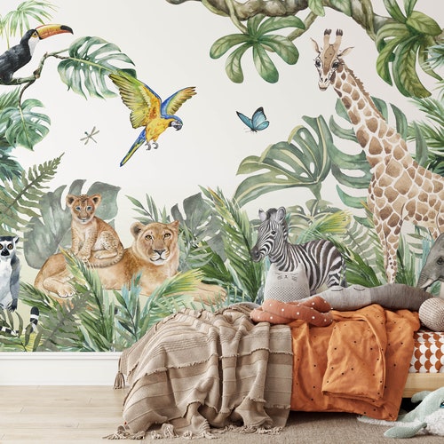 Safari Nursery Wallpaper Removable Stick on Jungle Wallpaper Etsy