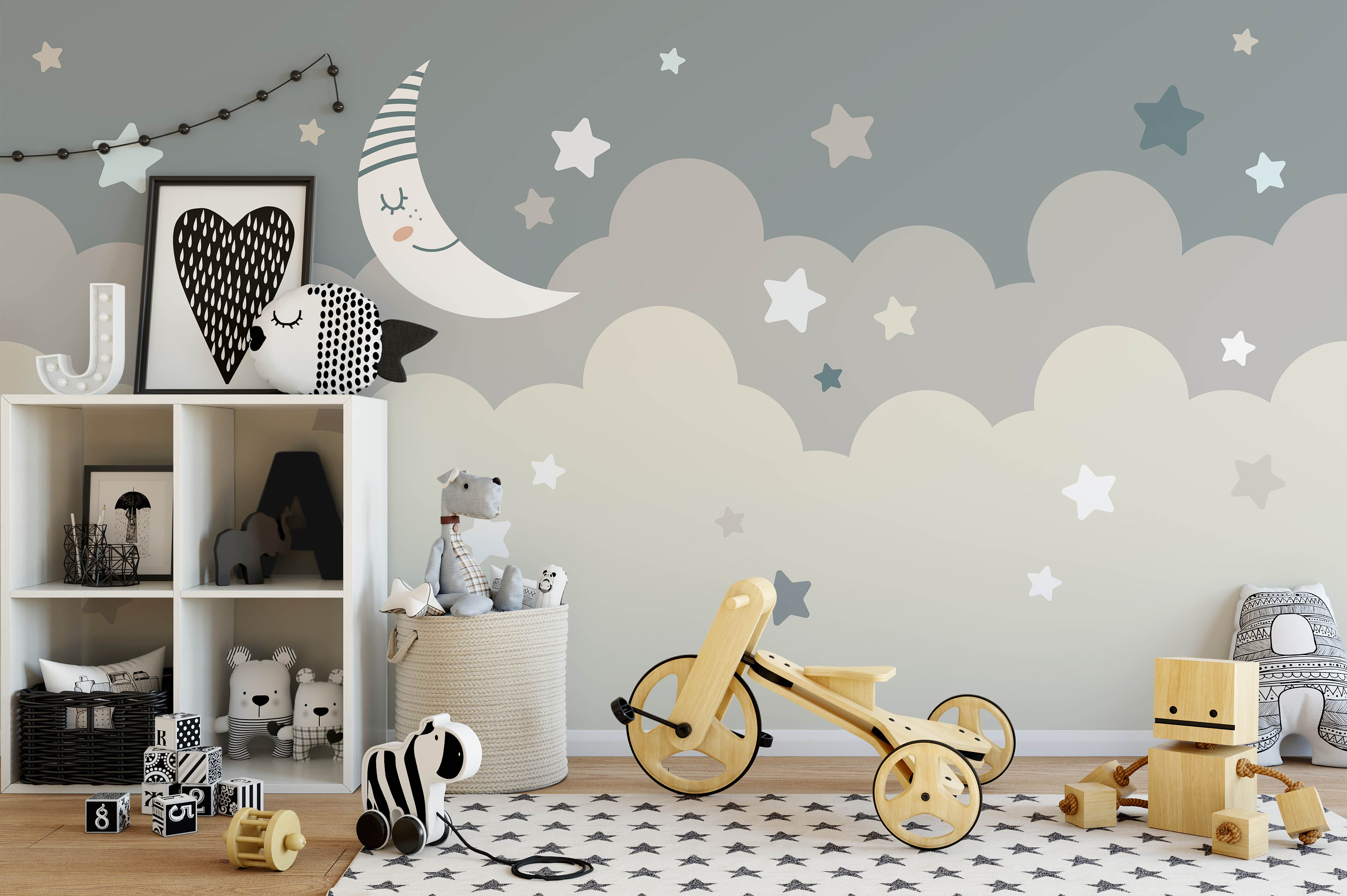 Stars and Moon Nursery Wallpaper Removable Stick on | Etsy