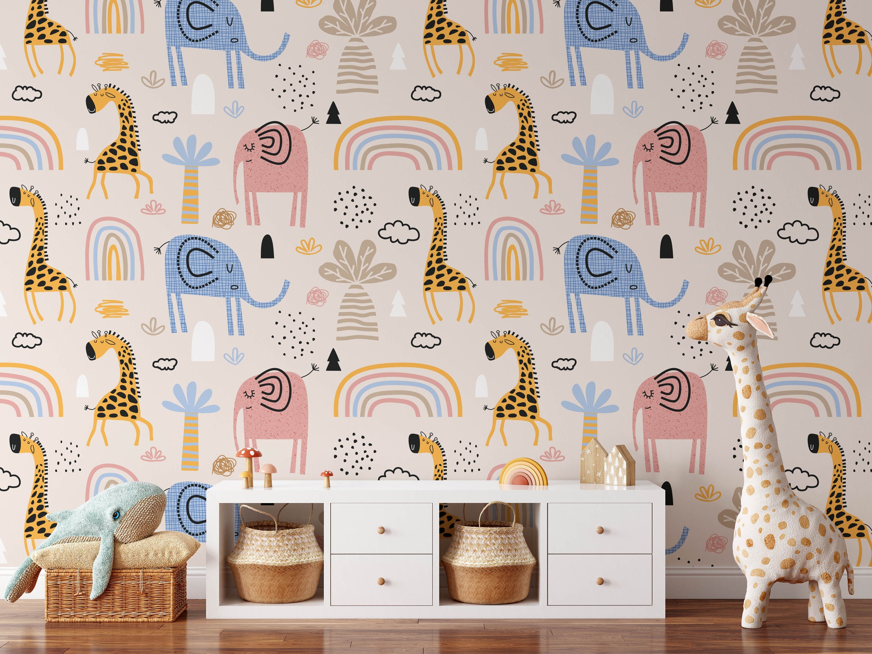 Safari Nursery Wallpaper Jungle Nursery Wallpaper Childrens Etsy