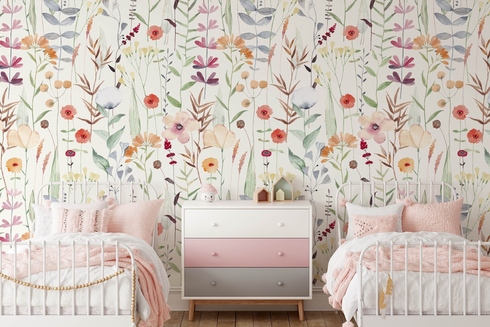Floral Nursery Wallpaper Removable Stick on Wallpaper - Etsy