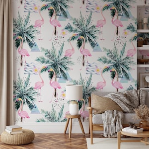 Abnehmbare tropische Blumen Tapete, Wandbild BlumenTapete, botanische benutzerdefinierte Floral Tapete, Akzent Floral Tapete, große Druck Tapete