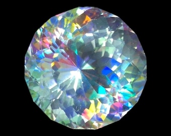 Topazio mistico / Taglio portoghese rotondo, pietra preziosa scintillante sciolta da 9,00 ct (12,50 mm)