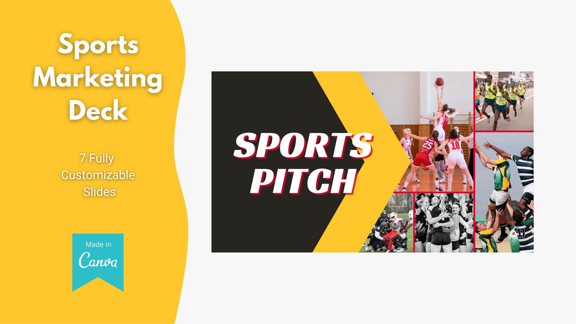 Sports Pitch Deck Marketing Presentation Template for Canva Etsy