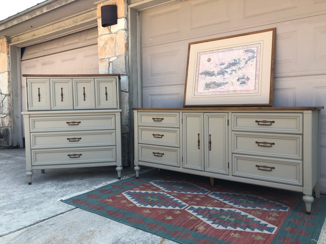 SOLD Refinished Mcm/modern Farmhouse Dresser Set Etsy