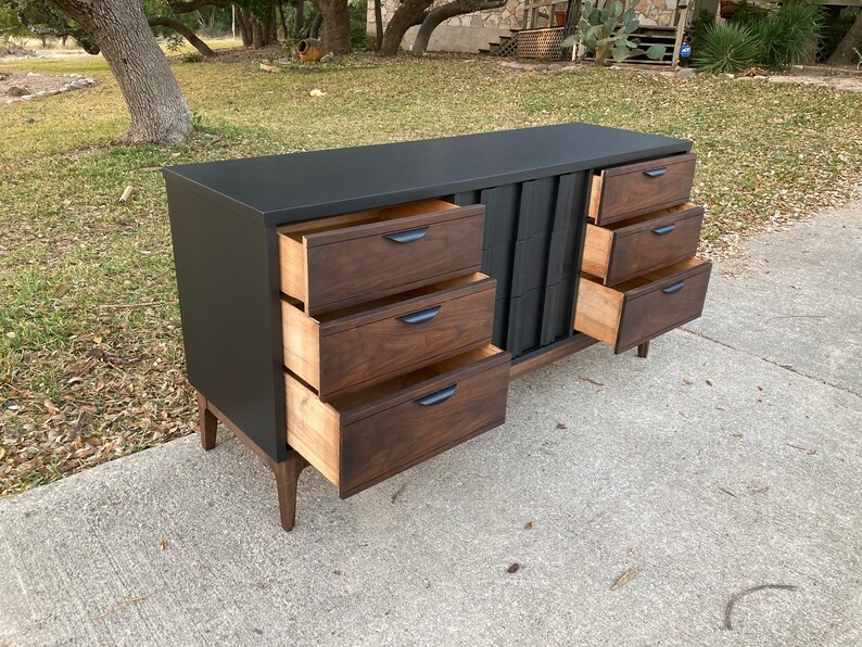 SOLD Refinished Midcentury Black Kroehler Dresser MCM Wood Etsy