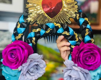 Dia De Los Muertos Flower Crown-marigold Flower Crown Headband-monarch ...