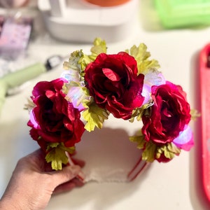 Diadema de flores para bebés, Tocado de flores, Corona de flores, Tocado de Flores, Diadema de flores, Tocado Día de los Muertos, Diadema para bebés