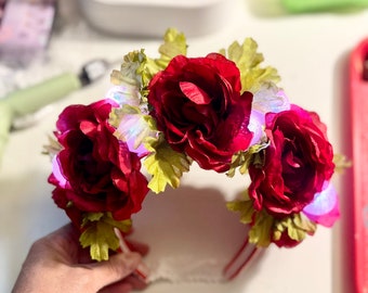 Baby Flower Headband, Flower Headpiece, Flower Crown, Tocado de Flores, Flower Headband, Tocado Día de los Muertos, Baby Headband