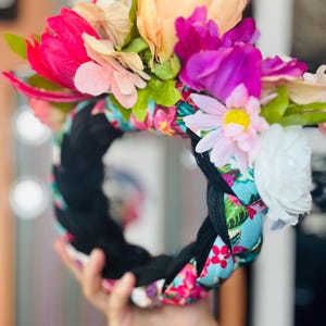 Blumen Kopfstück, Blumenkrone, Tocado de Flores, Blumen Haarband, Tocado, Kopfstück, Blumenstoff, Blumen Kopfschmuck, Blumenkrone