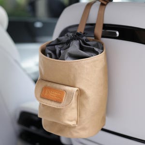 4L Car Trash Can – Hanging Garbage Container with Washable Leakproof Liner