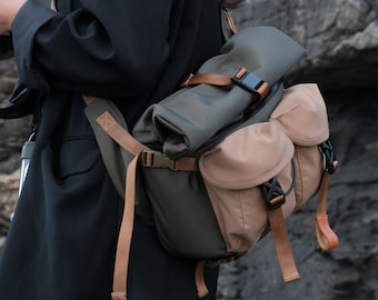 Kameratasche für Damen Herren, 100% recyceltes Gewebe, Schulter Messenger Bag mit Stativhalter, Kompatibel für spiegellose DSLR-Kameras