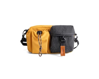 Yellow Mini Messenger Bag: Recycled Fabric Crossbody Bag