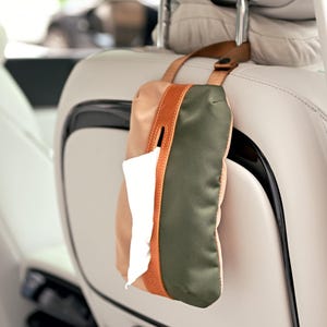 Car Tissue Holder with Strap – Hanging Canvas Organizer for Vehicles