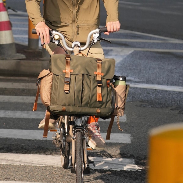 Sacoche de guidon de vélo pour Brompton, sacoche de guidon de vélo 2 en 1 et sac à dos - Convertible et organisé