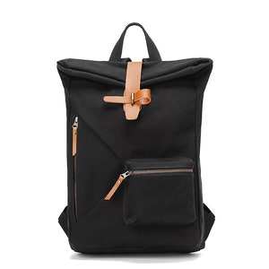 Canvas Rucksack mit 15 Laptop schutzschicht, Schwarz Bild 2