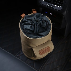 4L Car Trash Can , 100% Leak-Proof Car Trash Bag, Waterproof Hanging Garbage Bin Khaki image 3