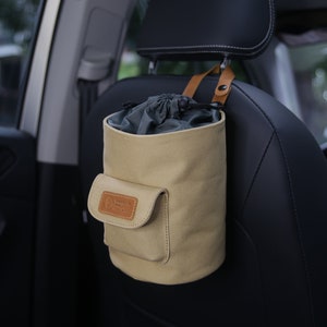 4L Car Trash Can , Leak-Proof Car Trash Bag, Waterproof Hanging Garbage Bin Army Green image 10