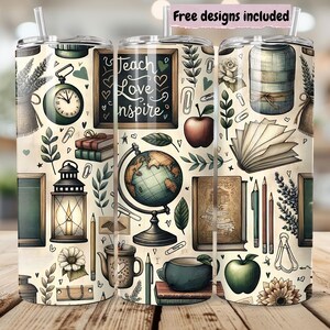 Teach Love Inspire Printable  Vintage Teacher Decor with Chalkboard & School Supplies  Classroom Wall Art for Educators  Instant Download