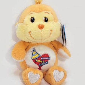 Vintage 2002 Care Bear Cousins Playful Heart Monkey: 8&quot; Beanie Plush NWT 20th Anniversary