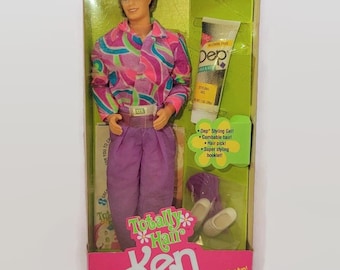 1991 Totally Hair Ken Doll: Vintage Mattel NIB with Styling Gel