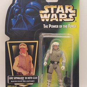 MOC 1996 Star Wars Luke Skywalker in Hoth Gear, POTF Vintage Action Figure The Power of the Force, Lucasfilm Kenner Hasbro