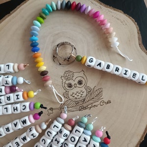 Porte-clés prénom personnalisé - 100% silicone - trousseau de clés - bijoux de sac - prénom cartable - cadeau personnalisé