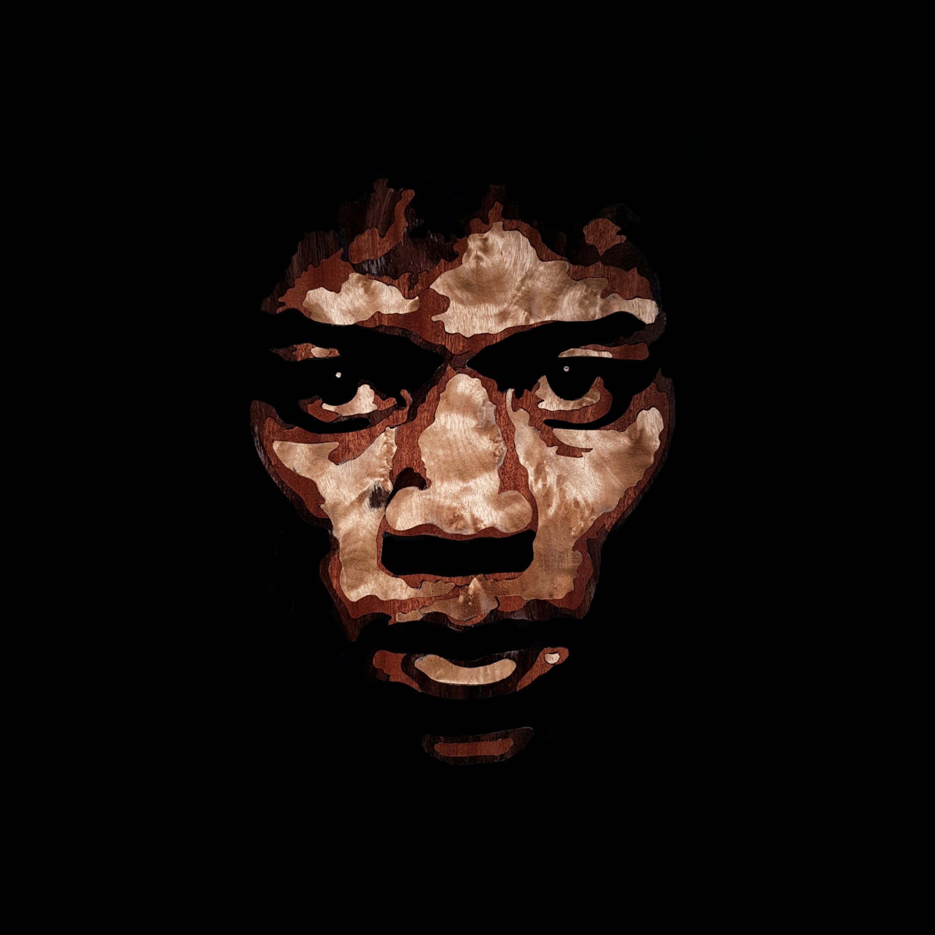 Jimi Hendrix - Marqueterie de Bois Artisanat Fait Main Format Vinyl